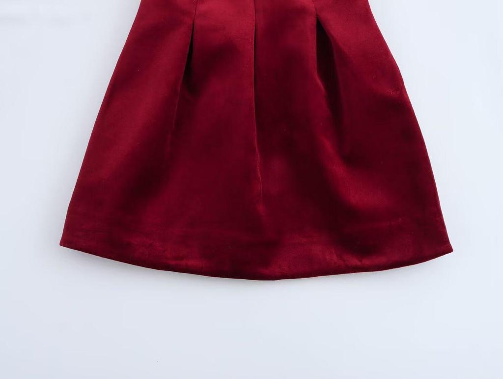 2024 Autumn/Winter European & American Velvet V-Neck Spaghetti Strap Dress for Women