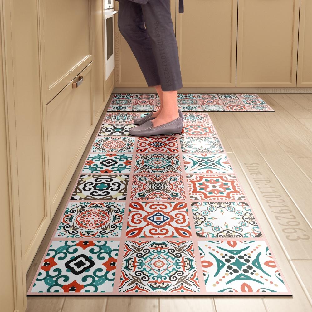 1PCS Kitchen Floor Mat Waterproof, Anti-skid, Anti-dirty Foot Mat Household Door Mat Crystal Velvet Long Strip Carpet Door Mats