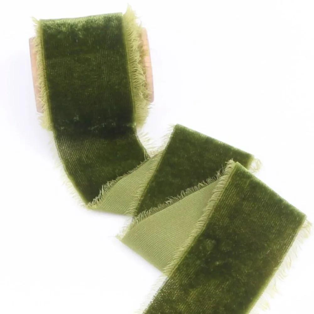New 1 Meter Velvet Ribbon Thickening Ribbon Velvet Frayed Edged Ribbons Frayed Edge Gift Packing Ribbon Bouquet Wrapping