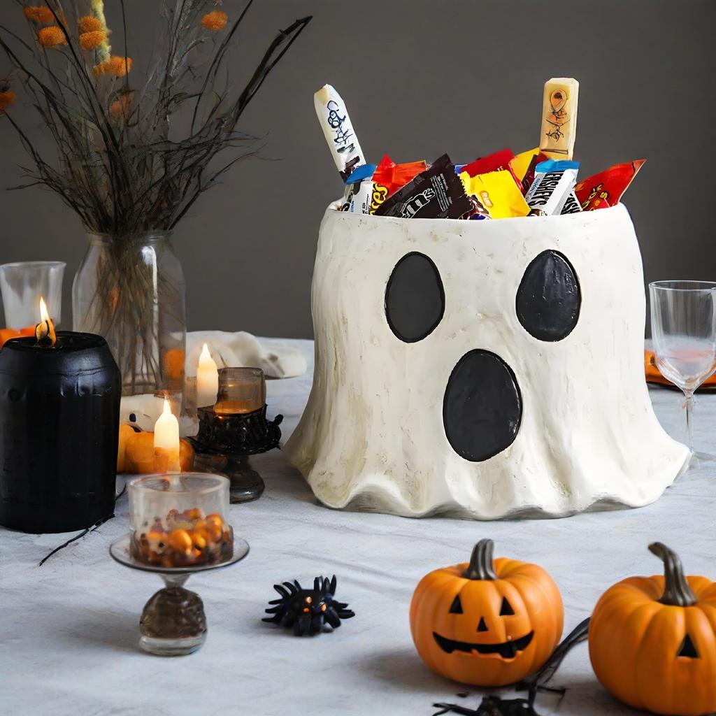 Ghost Bucket Decor, Ghost Planter Pot, Ghost Bucket Vase, Halloween Ghost Bucket, Handmade Halloween Treat Buckets