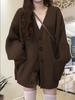 V-neck Lazy Wind Cardigan 2025 New Simple Sweater Women's Spring Autumn and Winter Casual Loose Knitted Sweater