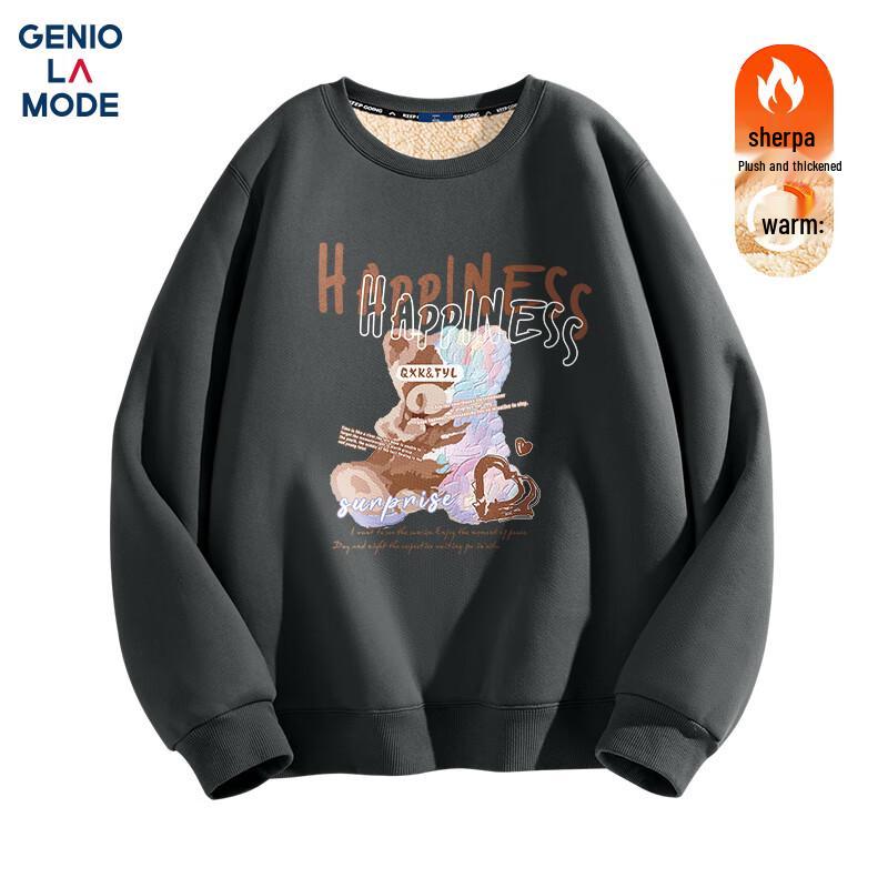 

GENIOLAMODE Men s Heavyweight Fleece-Lined Crewneck Sweatshirt with Bear Print 2XL