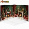 Mocsicka Christmas Photography Background Home Decoration Family Photo Backdrop Room Xmas Tree Fireplace Pattern Shooting Banner