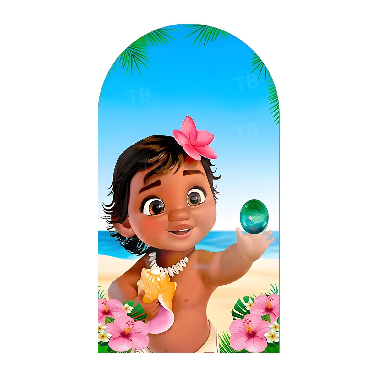 

BEPAN Children s Birthday Party Decoration Moana Princess Themed Arch BackdropCustomizable Baby Shower ChristeningParty Backdrop Props 1.6x3.9ft(50x120cm)
