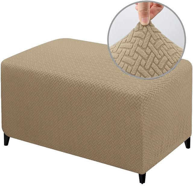 Jacquard Ottoman Cover Stretch Durable Footstool Cover Bench Stool Cover Washable Furniture Protector Stool Cover