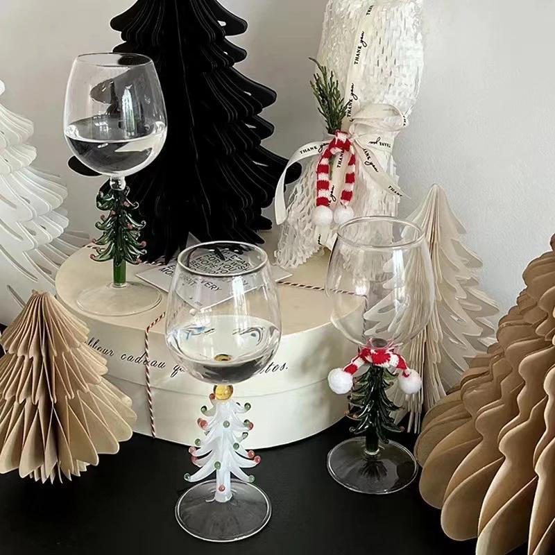 360ml Ins Christmas Tree Cocktail Whisky Champagne Glass Heat Resistant Coffee Milk Cocoa Cup Home Xmas Party Beverage Drinkware