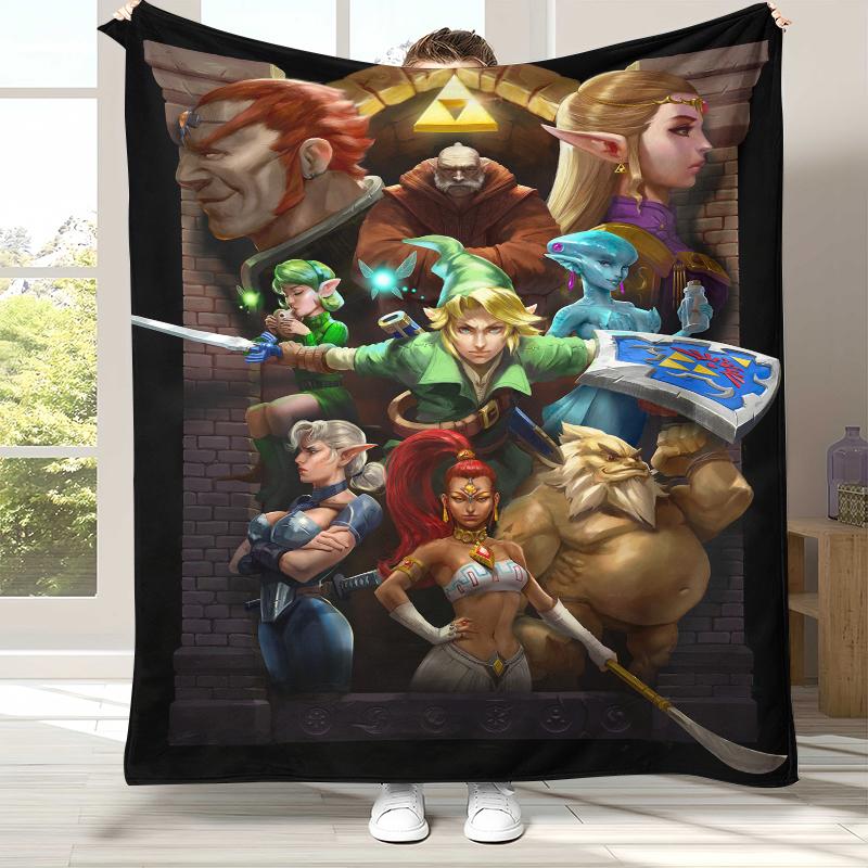 Retro Z-Zelda Cartoon Link Games Flannel Blanket,Ultra Soft Warm Plush Throw for Home Bedroom Bed Sofa Cover Camping Picnic Kid