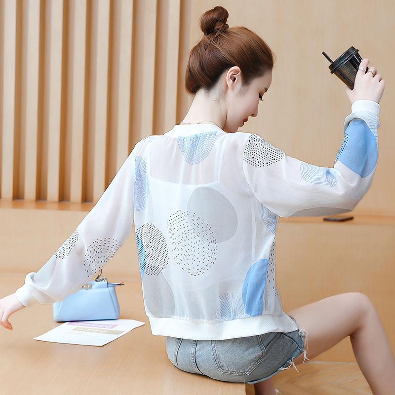 Women's Chiffon Summer Jacket - Plus Size, Long Sleeve, Loose Fit, Sun Protection, Stylish Outerwear for Middle-Aged Ladies