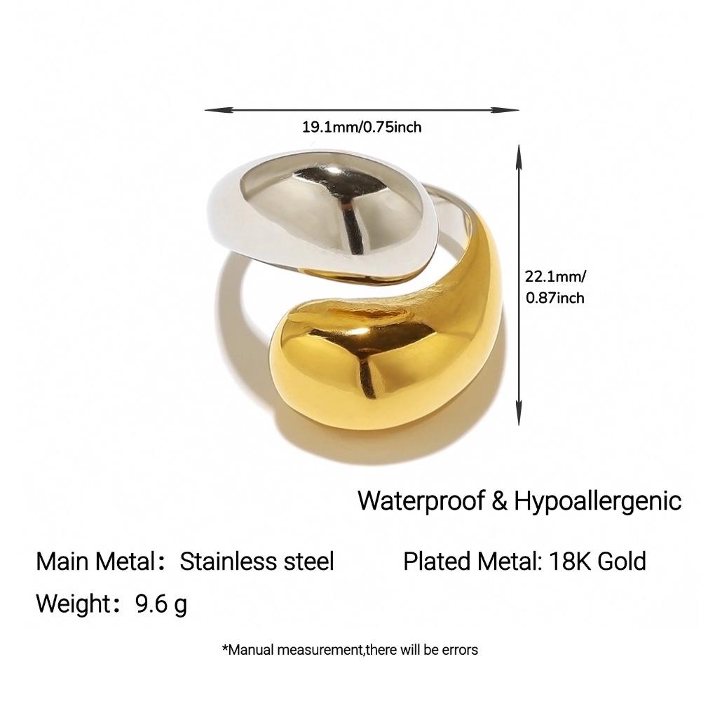 Yingtai Round Geometric Stainless Steel Titanium Ring, 18k Gold-Plated - Trendy Niche Women's Jewelry