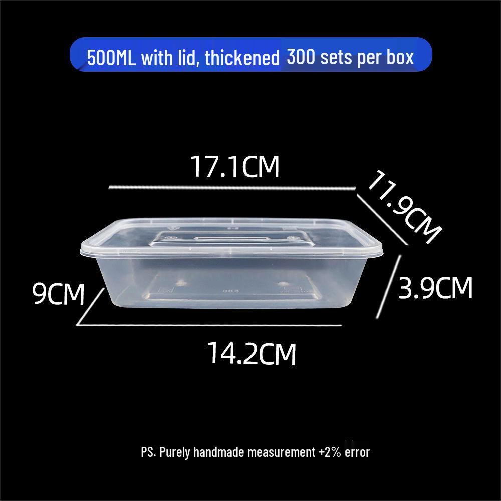 Transparent Rectangular Disposable Food Container 750ml - Thickened Plastic Lunch Box 1000