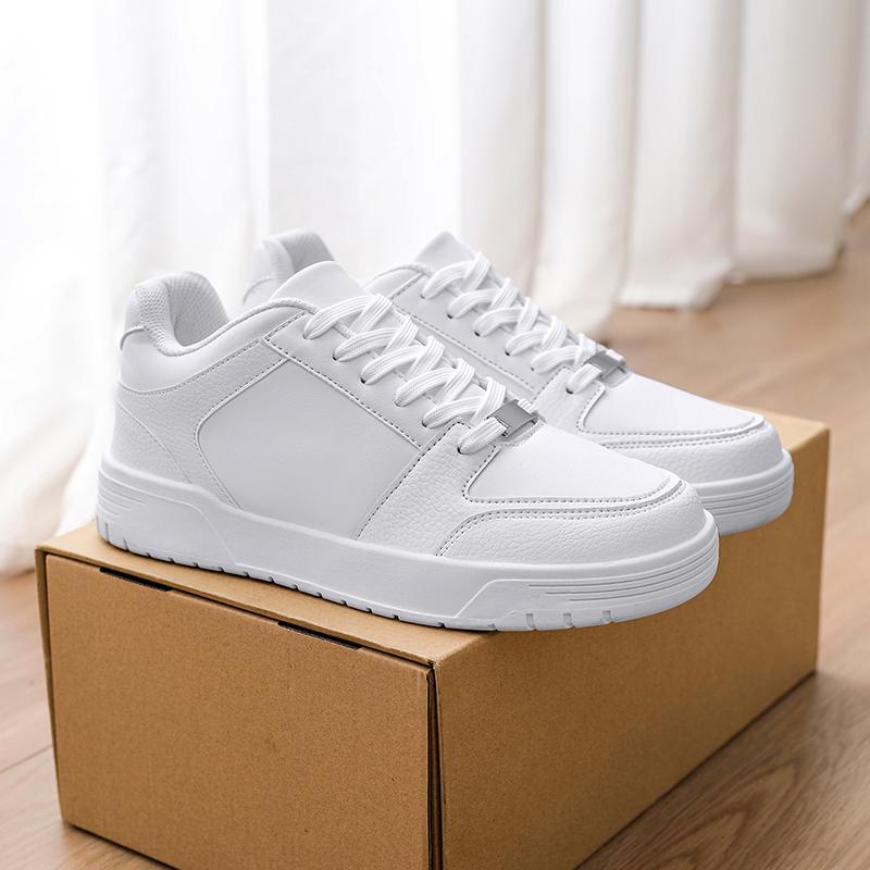 Men Flat Low Top Walking Shoes Fashion Casual Sneakers Tennis Shoe Lace Up Comfort Slip On Student White Slate Shoe Road Running