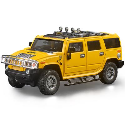 Large 1/18 Hummer H2 Alloy Off Road Car Diecast Metal Model Sound Light Pull Back Toy Collect Display Ornament Children Toy Gift