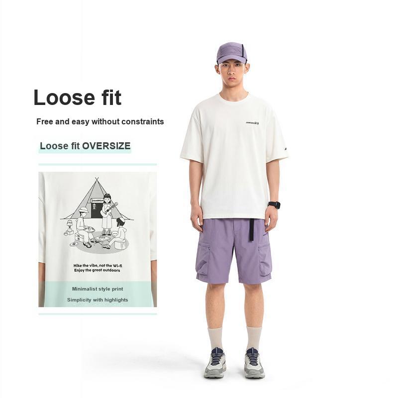 Li-Ning Outdoor Quick-Dry Cool Loose Short Sleeve T-Shirt Unisex tops Off-White ATSW407-1