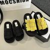Super Fire Woven Thick-soled Slippers Women's Summer New Products Outer Wear Bread Muffin Fabric Slippers Casual Beach Travel Shoes