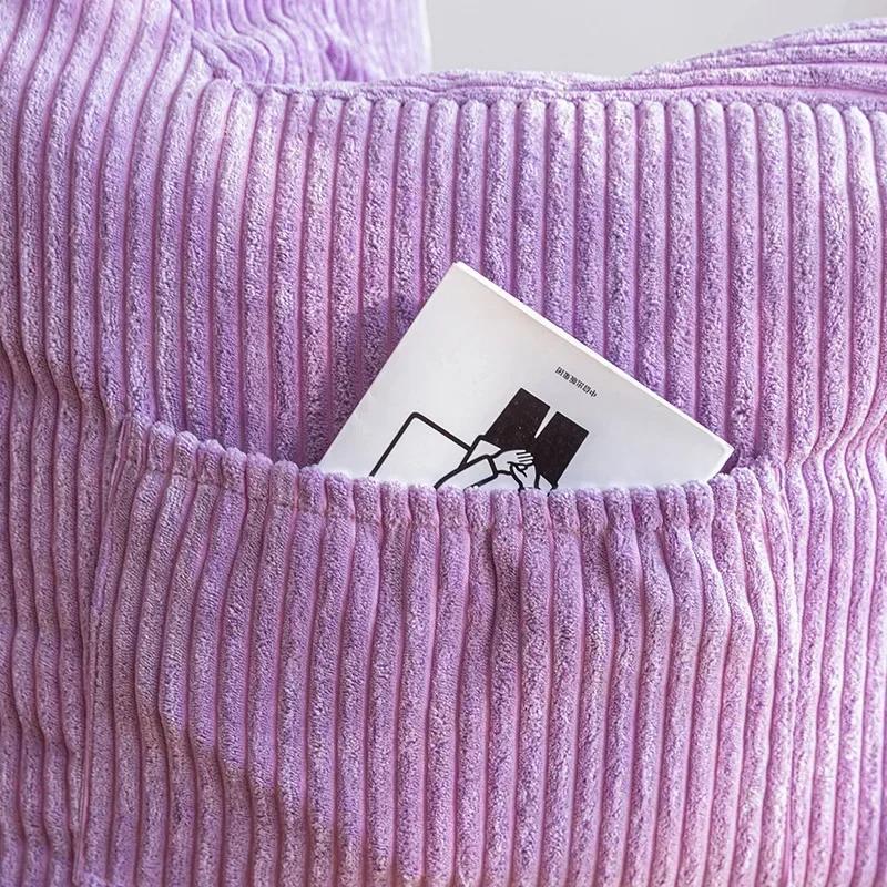 Corduroy Lazy Chair Fabric Balcony Tatami EPS Padded Small with Footrest Cushion Sofa Modern Simple Beanbag Sofa