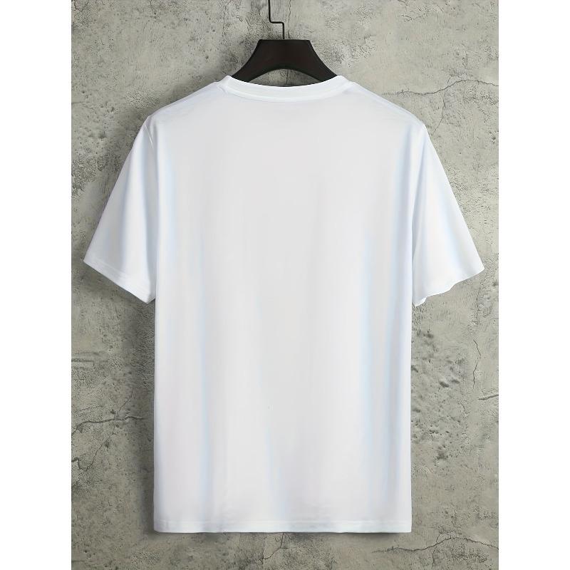 European Sizes Men's Casual Trendy Alphabets Graphic Print Comfortable Crew Neck Short Sleeve T-shirts, Summer Top Tees