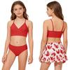Girls Two Piece Swimsuit Set Adjustable Straps Bikini Top High Waist Bottom with Ruffle Skirt Cover Up Lightweight Swimwear for Kids