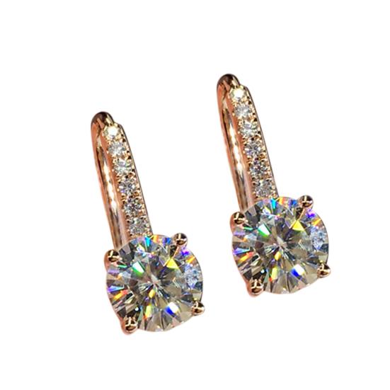 

Women Cubic Zirconia Inlaid Round Dangle Hook Earrings Christmas Jewelry Gift розового золота