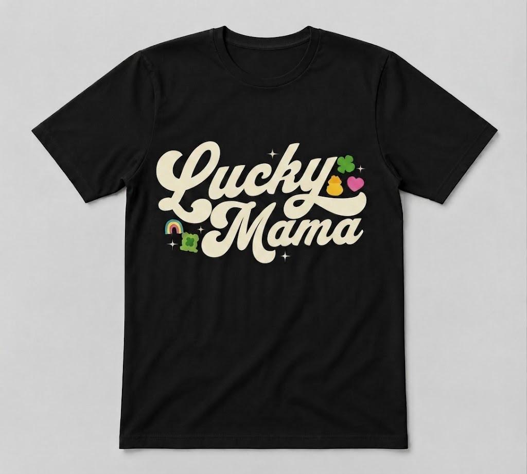 Lucky Mama One Lucky Mama Mother Day Funny Graphic Gift Black T-shirt