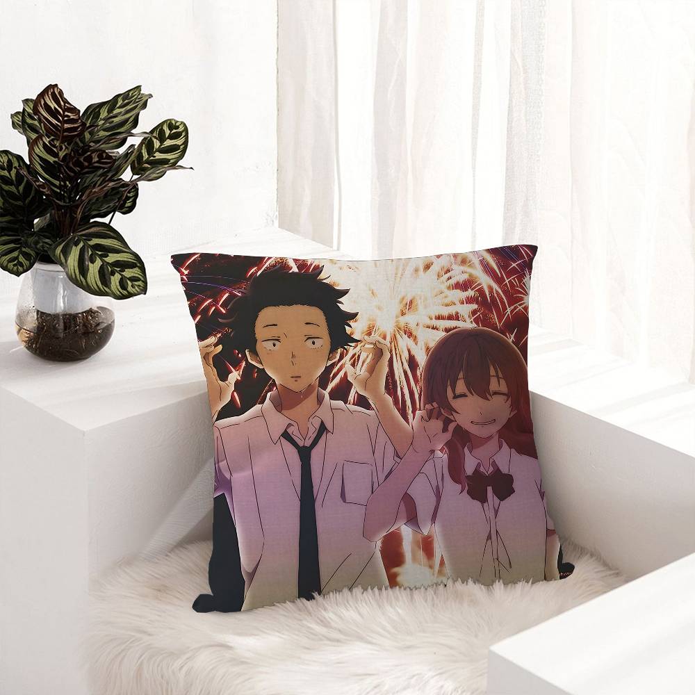 A Silent Voice Anime Kissenbezug Auto Wurfkissenbezug für Sofa Auto Weihnachtsgeschenk 40x40cm 45x45cm