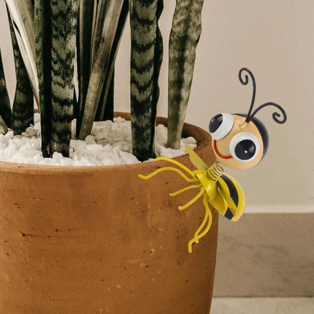 

Waterproof Insect Sculpture Iron Animal Figurines Flower Pot Hugger Ornament Garden Model Home жёлтый