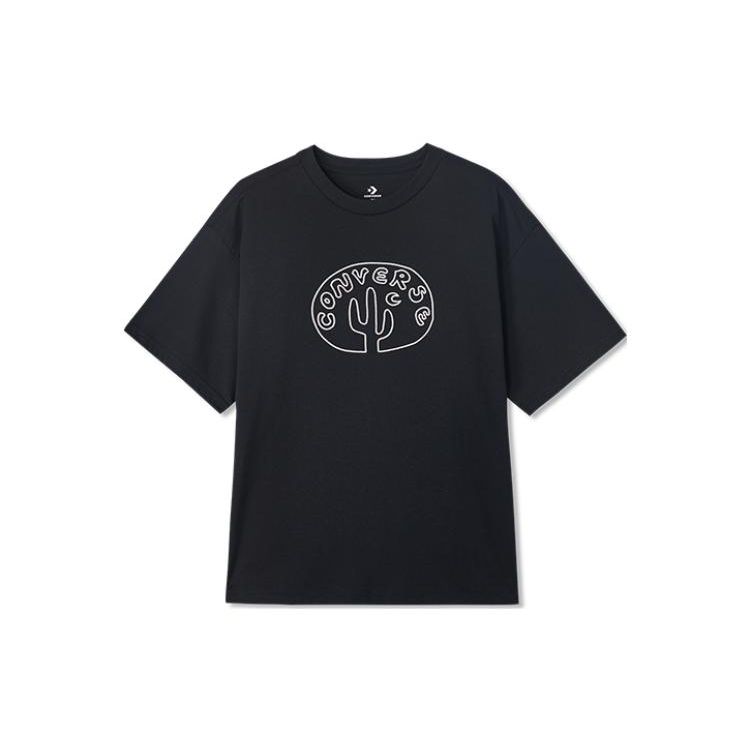 

Converse Desert Pattern Round Neck Short Sleeve T-Shirt Men Tops Black 10024727-A01