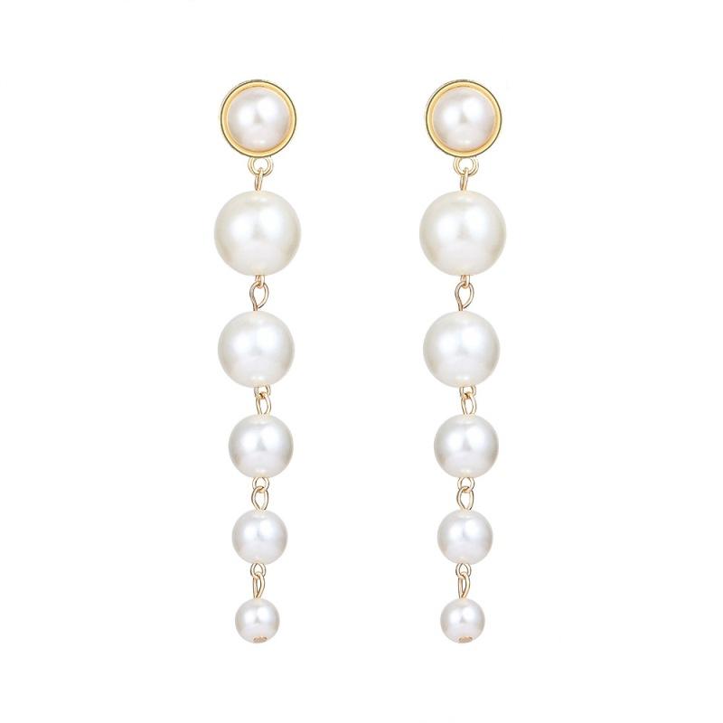 Retro personality pearl long stud earrings female versatile simple Internet celebrity temperament earrings fashion trendy earrings