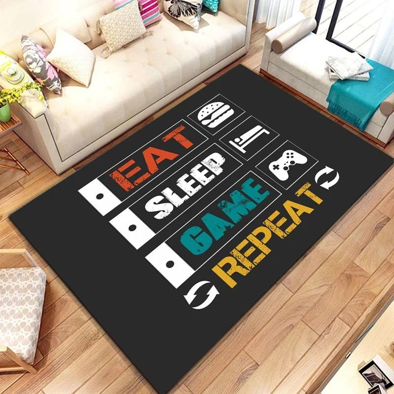 Game Zone Carpet Mat Rug Controller Neon Lights Gamer Culture RGB Gaming Home Decoration Floor Mat Carpets for Living Room