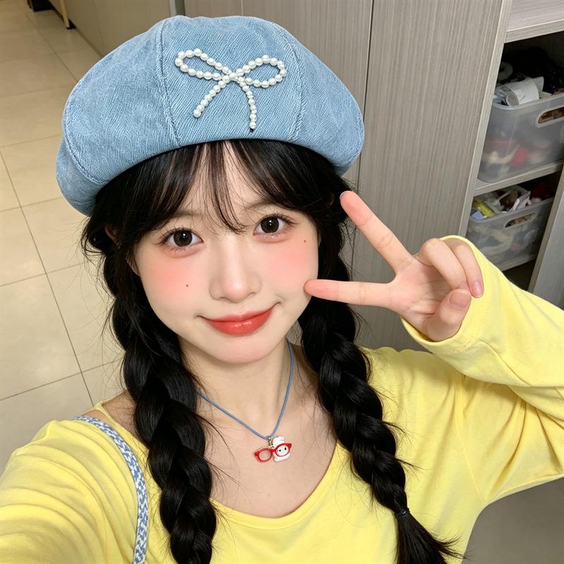 Love cowboy beret children summer sweet and cute patch bud painter hat fashionable versatile face hat
