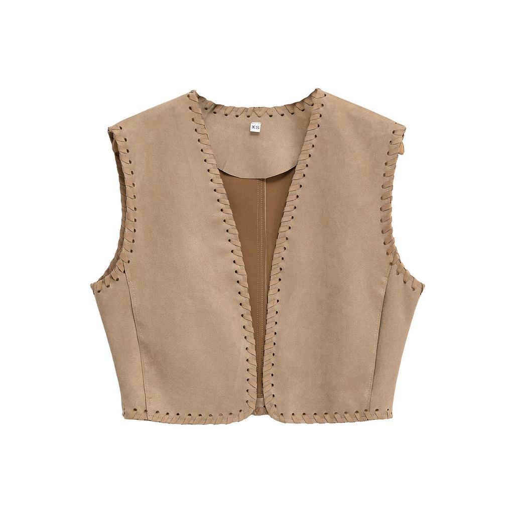 2025 Léto Dámský Etnický Styl Tkaná Semišová Vesta Top