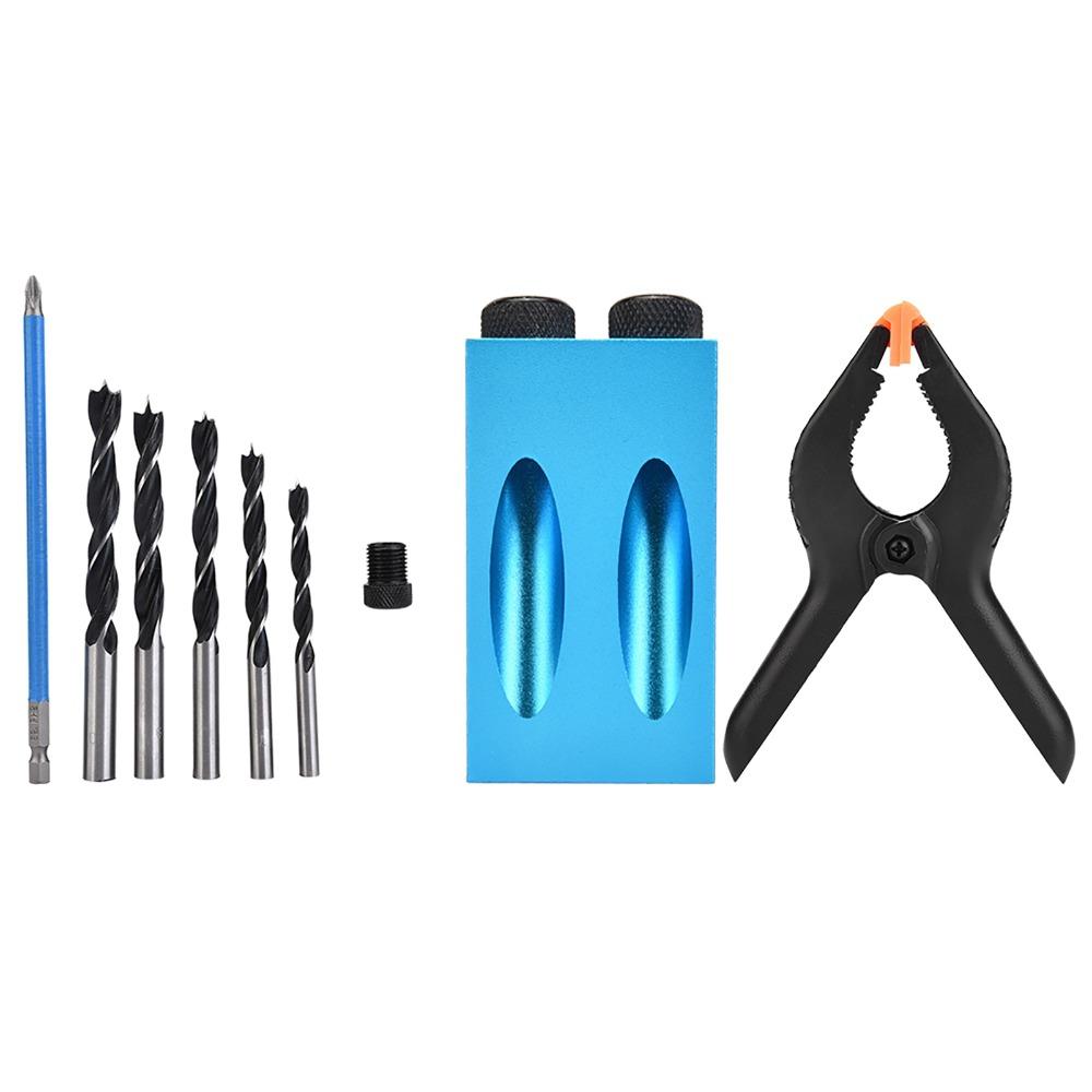 34pcs 15° Drilling Angle Pocket Hole Jig Kit Inclined Hole Fixture Dowel Joinery Kit  For Carpenters