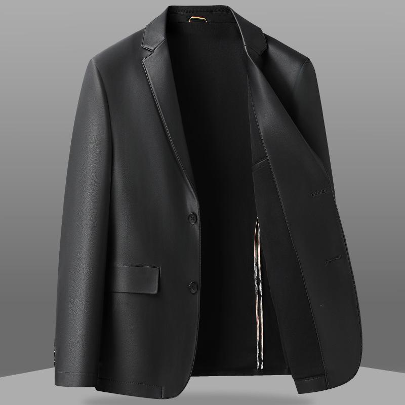 Kožené oblečení jarní a podzimní pánské ležérní vysoce kvalitní PU kožené oblekové bundy špičkové kožené obleky pro muže nové kožené oblečení pro muže