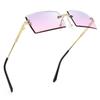 FEISEDY UV400 Vintage Rimless Rectangular Frameless Sunglasses with Colored B2642 Women's Lenses,