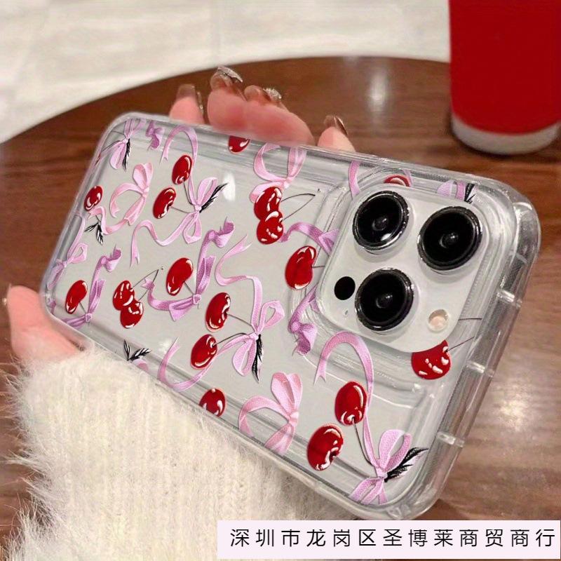 Bow cherry is suitable for Apple 16 Pro mobile phone case iPhone15 airbag 14 transparent 12promax anti-drop x