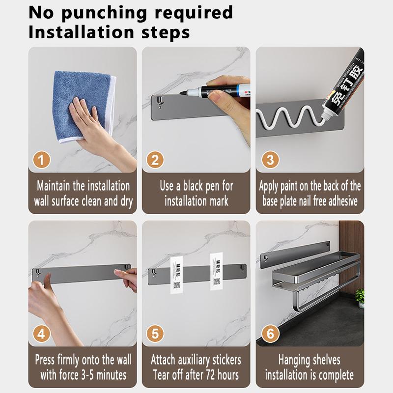 Estante de Cocina de Doble Piso de 40 cm Montado en la Pared Estante para Botellas de Condimentos de Acero al Carbono Multifuncional Estante para Trapos y Toallas, Gancho para Utensilios de Cocina