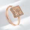Unique Square Hollow Flower Ring For Women Fashion  Rose Gold Color With Natural Zircon Accessories Daily Fine Jewelry