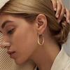 Teardrop Hoop Earrings for Women, 14K Gold Plated Oval Pull Through Hoop Earrings for Women, Gold Drop Hoop Earrings for Women