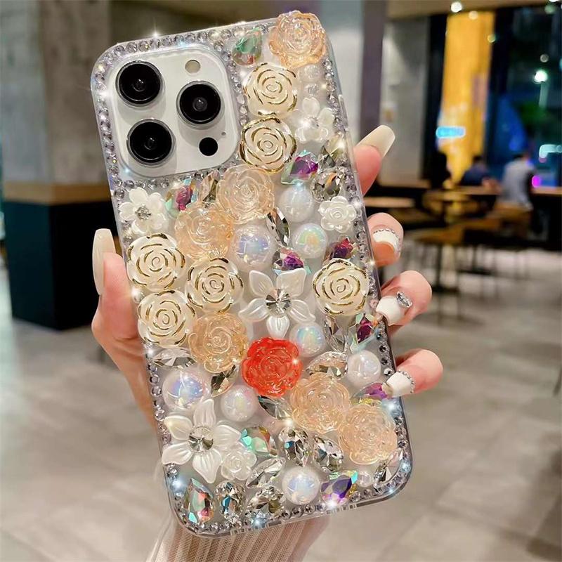 Luxury Fashion Laser Colorful Flower Telefonveske For iPhone 15 14 13 12 11 Pro Max X XS XR XS Max 8 7 Plus SE 2020 Støtsikkert deksel