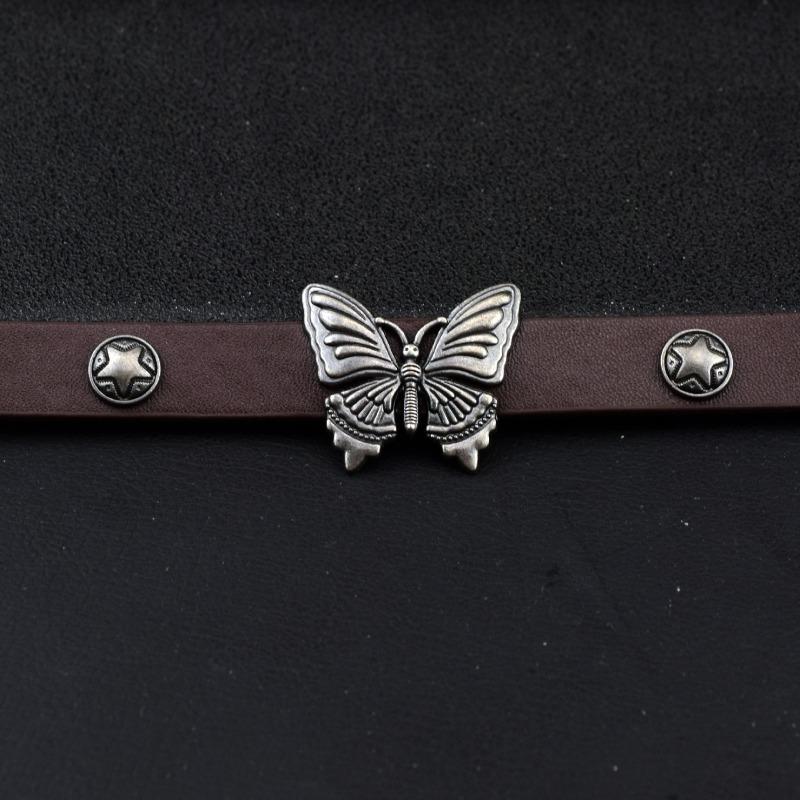 Meier Vintage y2k butterfly leather necklace - subculture choker