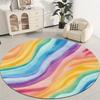 Rainbow-colored waves Flannel-printed round floor mats are slip-resistant Suitable living room bedroom terrace garden carpets