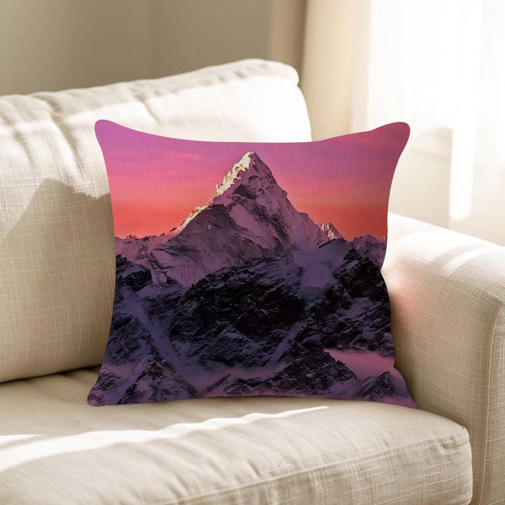 Pink Sunset Mountain Cushion Cover Pillowcase Upholstery Sofa Throw Pillow Home Decor Pillowcas