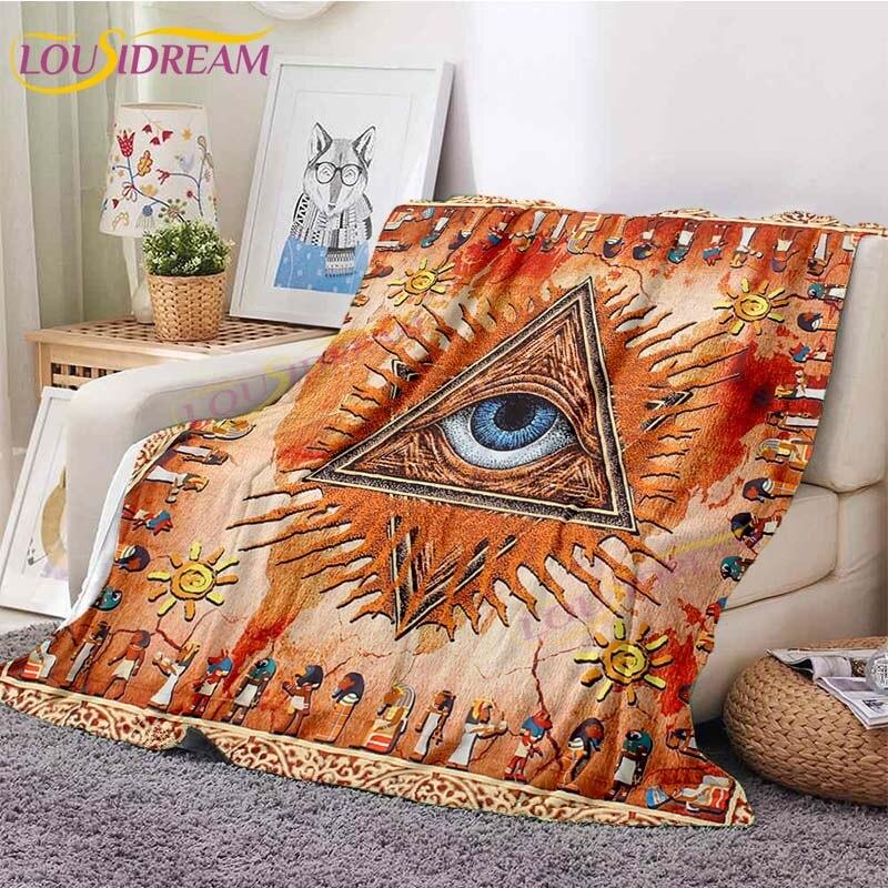Evil Eye Blanket Turkish Nazar Spiritual Art Blanket Vintage Mid Century Flannel Blanket Sofa Chair Throw Blanket Travel Blanket