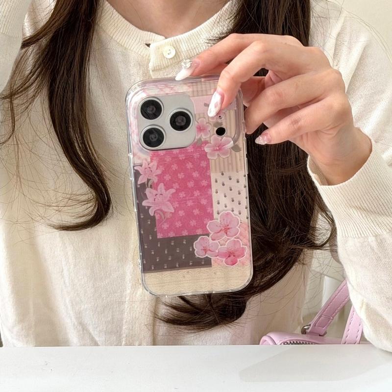 Fashion Cute Flower Painting Case For iPhone 17 Pro Max 16 14 15 Pro Phone Cover with Chain For Apple 16 Pro Max Protective Case