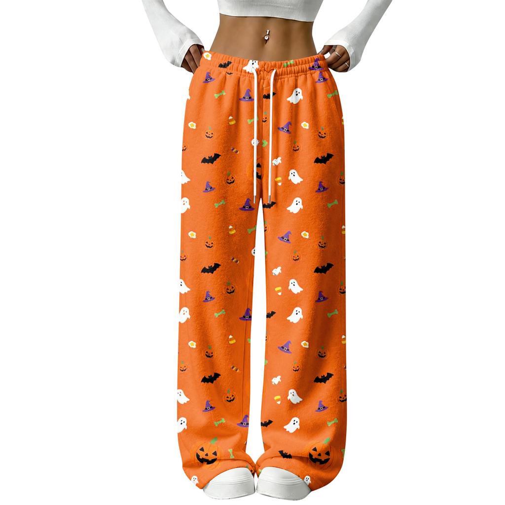 Damen Flanell Schlafanzughose für Halloween Gerade geschnitten Feiertags Loungewear Nachtwäsche