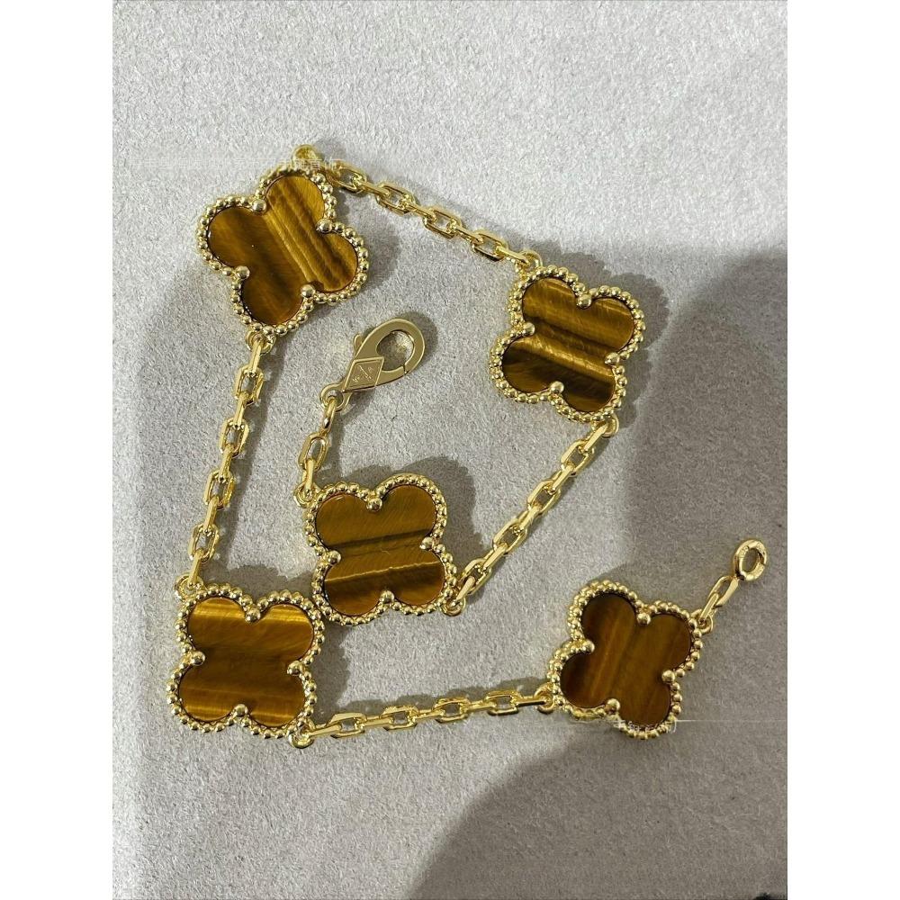 Wysokiej jakości czerwony chalcedon laserowy czterolistna koniczyna pięciokwiatowy bransoletka 18K różowe złoto lekka luksusowa biżuteria prezent dla dziewczyny