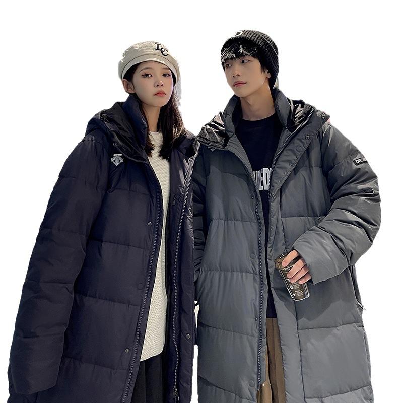 Long Down Jacket for Male and Female Couples, Same Style, Korean Long Over-the-knee Down Jacket, Thickened and Warm White Duck Down Jacket for Men
