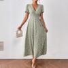 Skinny Waist Long Dress Printed Dress Autumn Independent Station European and American Women's Clothing