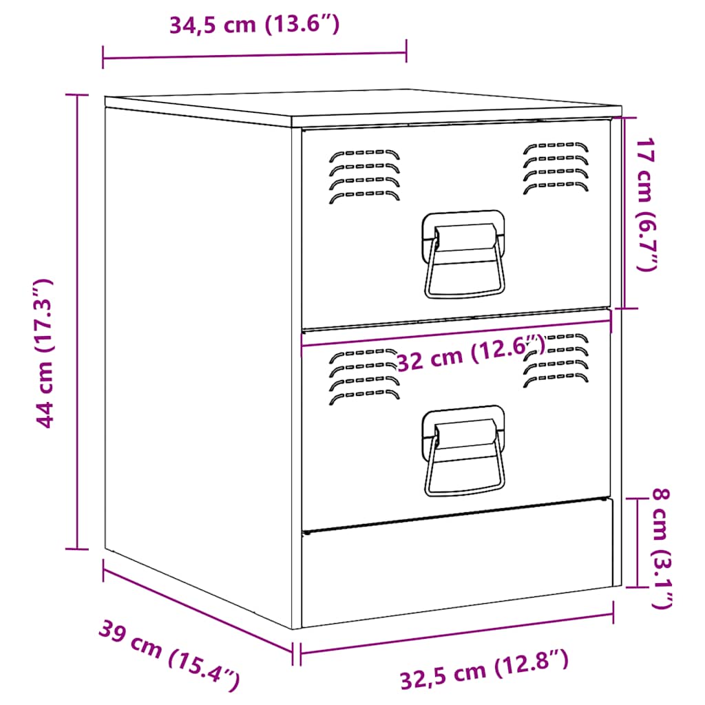 Nightstands 2 pcs Pink 34.5 x 39 x 44 cm Steel