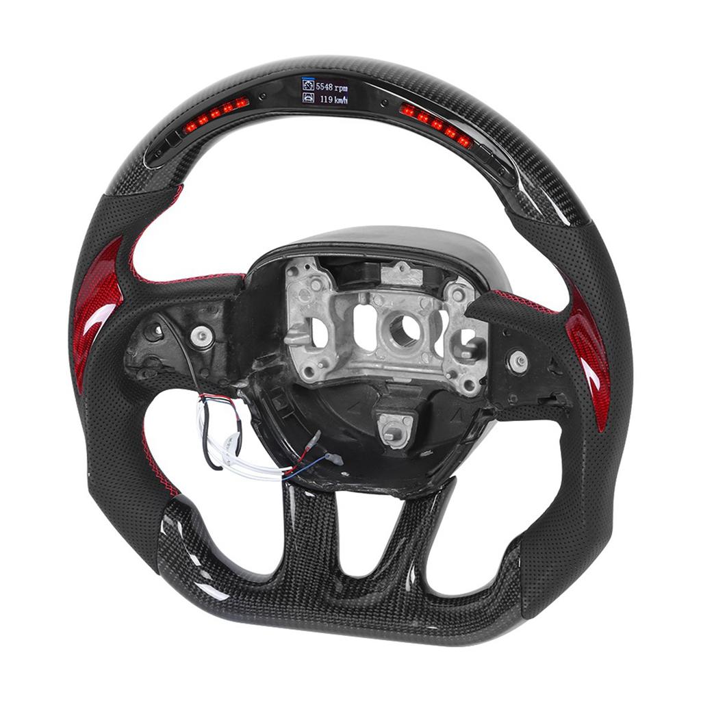 Carbon Fiber Steering Wheel LED Race Digital Display Shift Lights Fit for HELLCAT 2015‑2020
