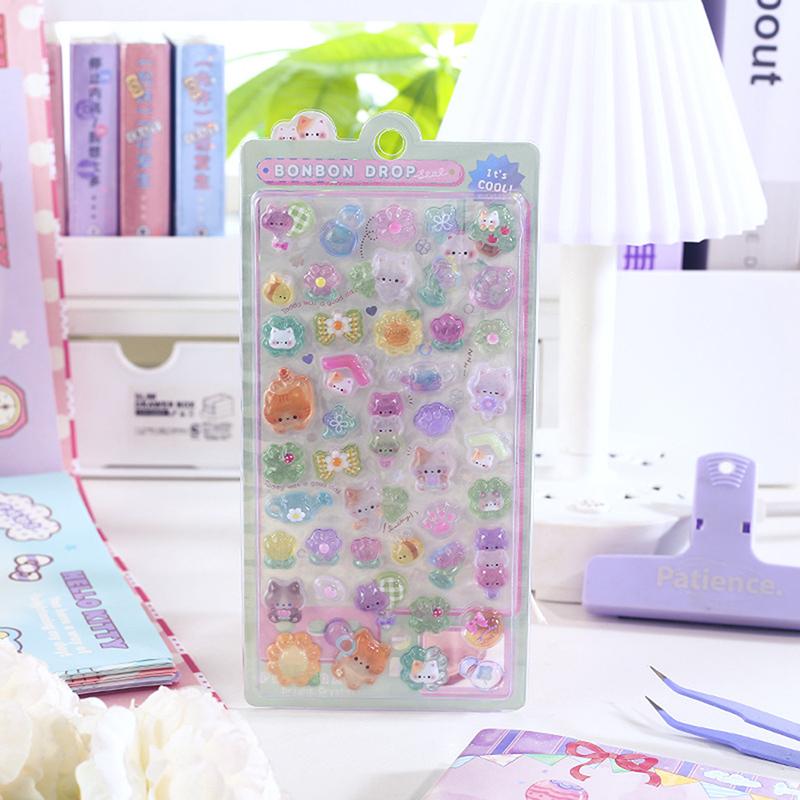 דף 1 מדבקות תלת מימד מצחיקות מתוקות של חיות קטנות, סקראפבוקינג, עשה זאת בעצמך, קישוט יומן, כלי כתיבה ליומנאות, מדבקות קוואי